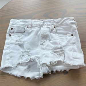 American Eagle Outfitters White Ripped Jean Shorts